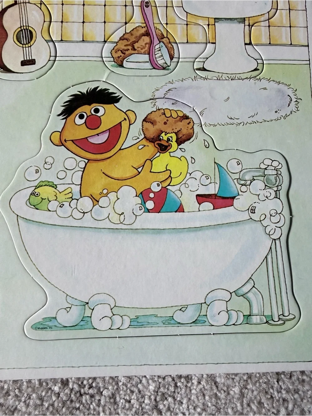 Vintage 1984 Sesame Street Ernie’s Bath Time Frame-Tray Puzzle